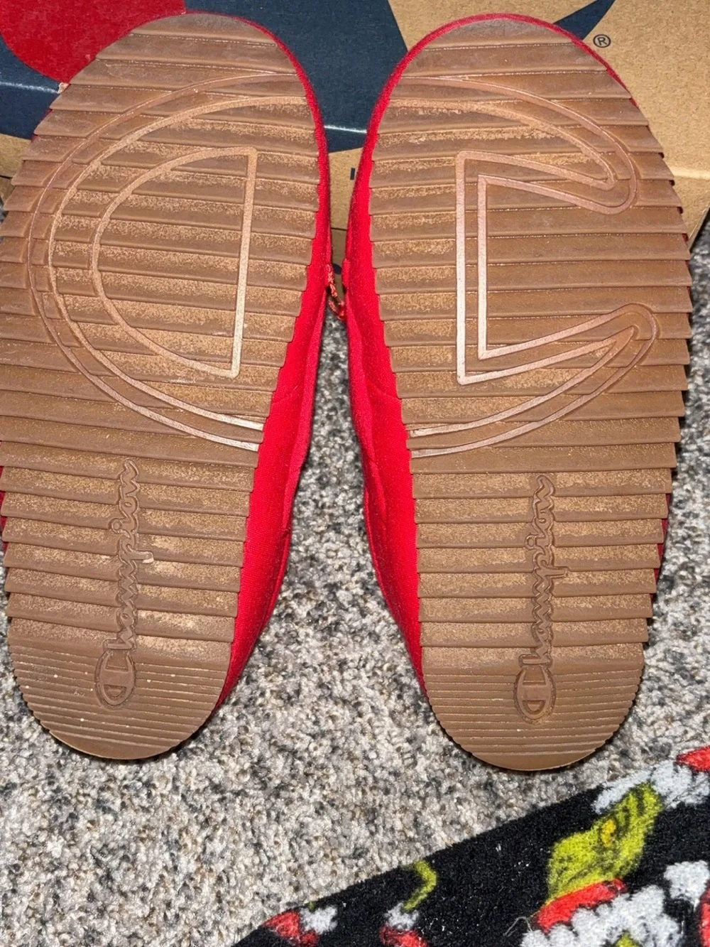Champion Red Plush Logo Slippers